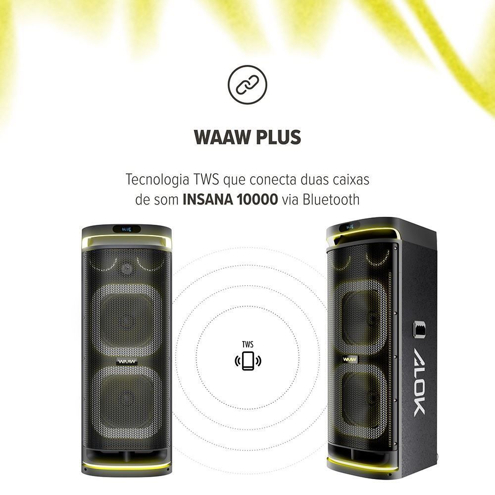 Caixa de Som Waaw Insana 10000 Bluetooth 1500W Power Bass