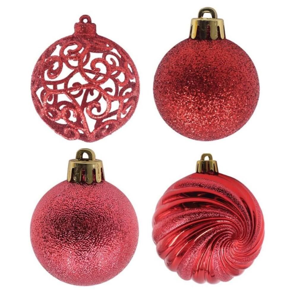 Caixa Mix Bolas de Natal 04Unidades 08Cm Havan Casa - VERMELHO