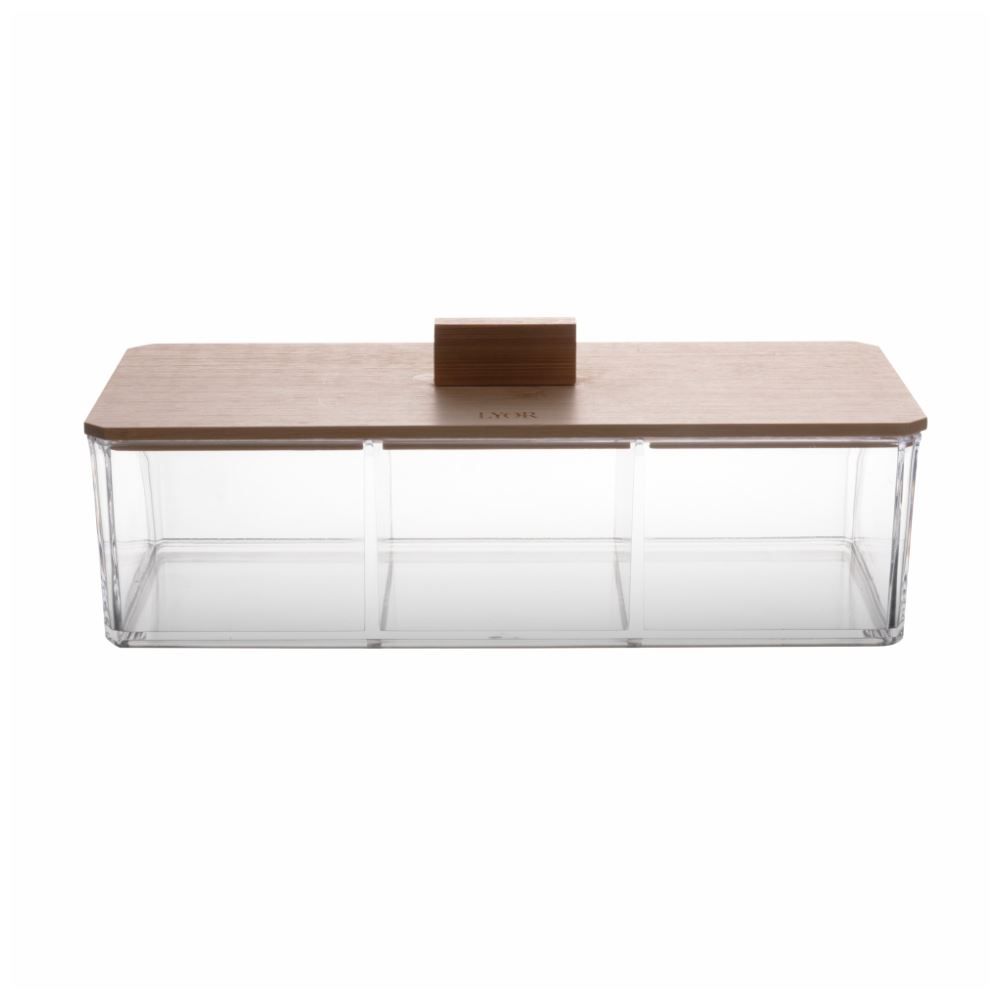 Caixa Organizadora Com Tampa De Bambu My Box Lyor - Transparente