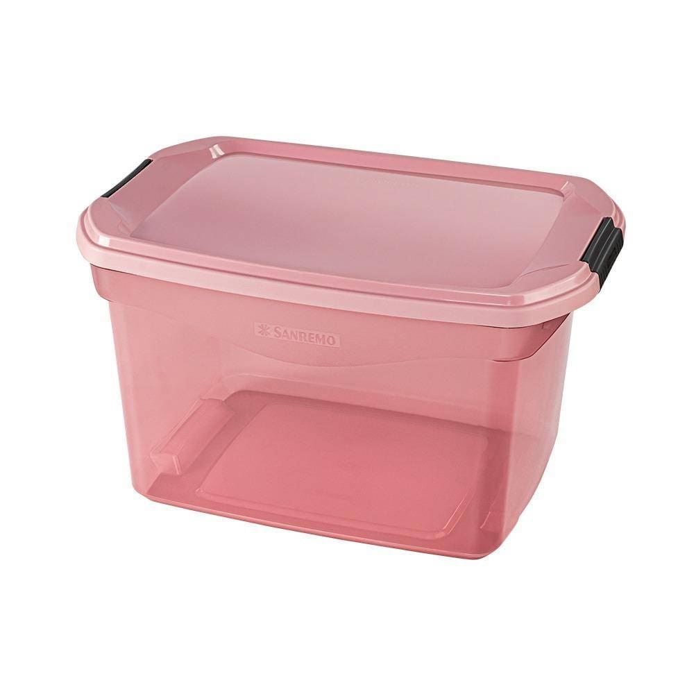 Caixa Organizadora Médio Sanremo 29 Litros - Rosa Translucido