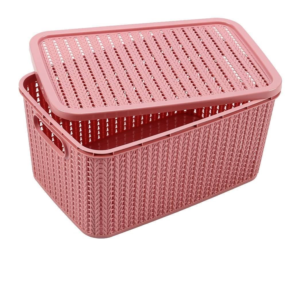Caixa Organizadora Plasútil Com Tampa 4,7 Litros - Rose