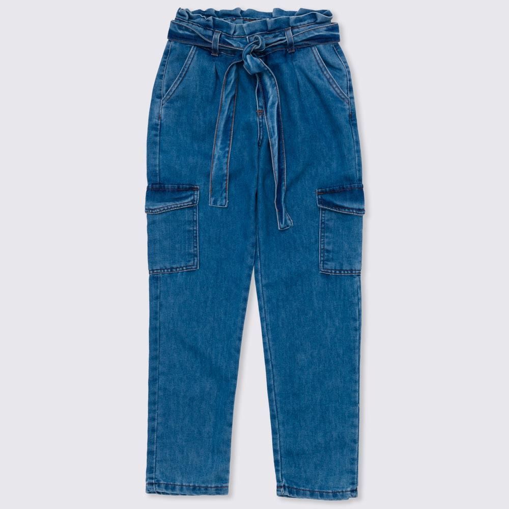 Calça 12 a 16 anos Jeans Clochard + Faixa Marmelada