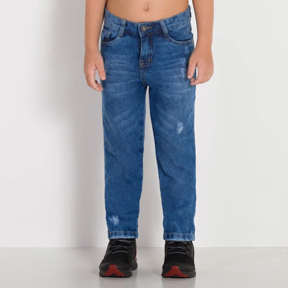 Calça 4 a 10 anos Jeans com Puídos Hot Dog