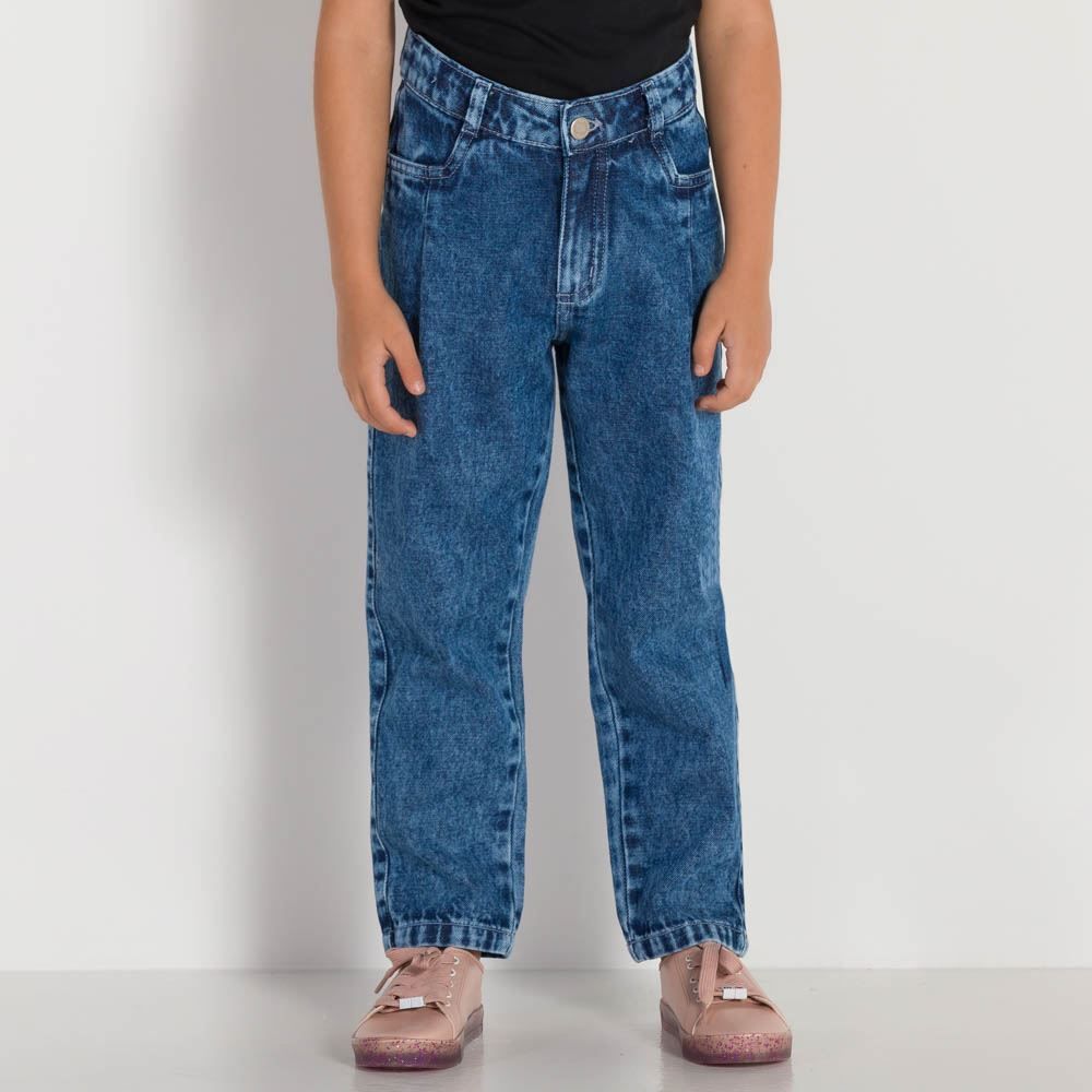 Calça 4 a 10 anos Jeans Mom com Pregas Marmelada