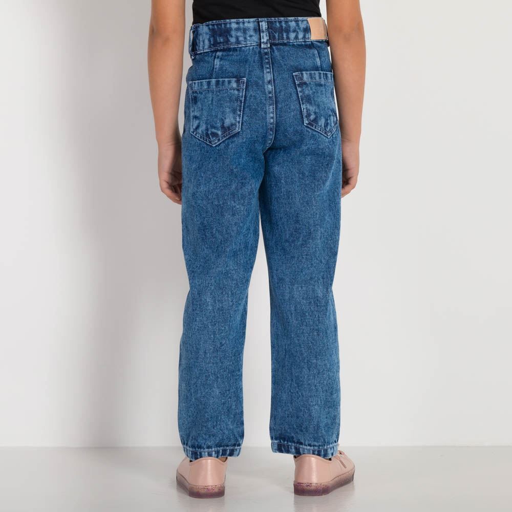 Calça 4 a 10 anos Jeans Mom com Pregas Marmelada
