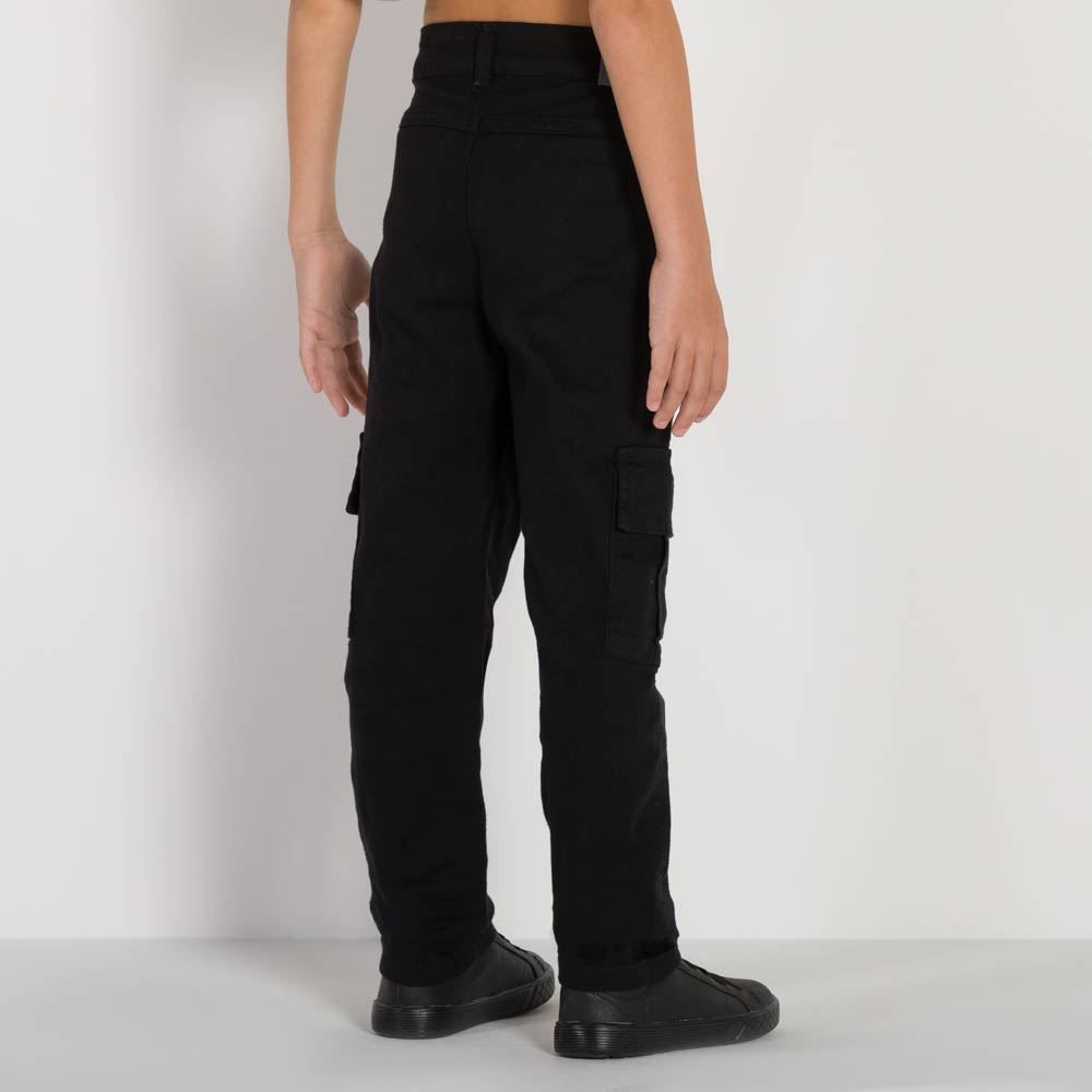 Calça 4 a 10 anos Sarja com Bolsos Cargo Hot Dog