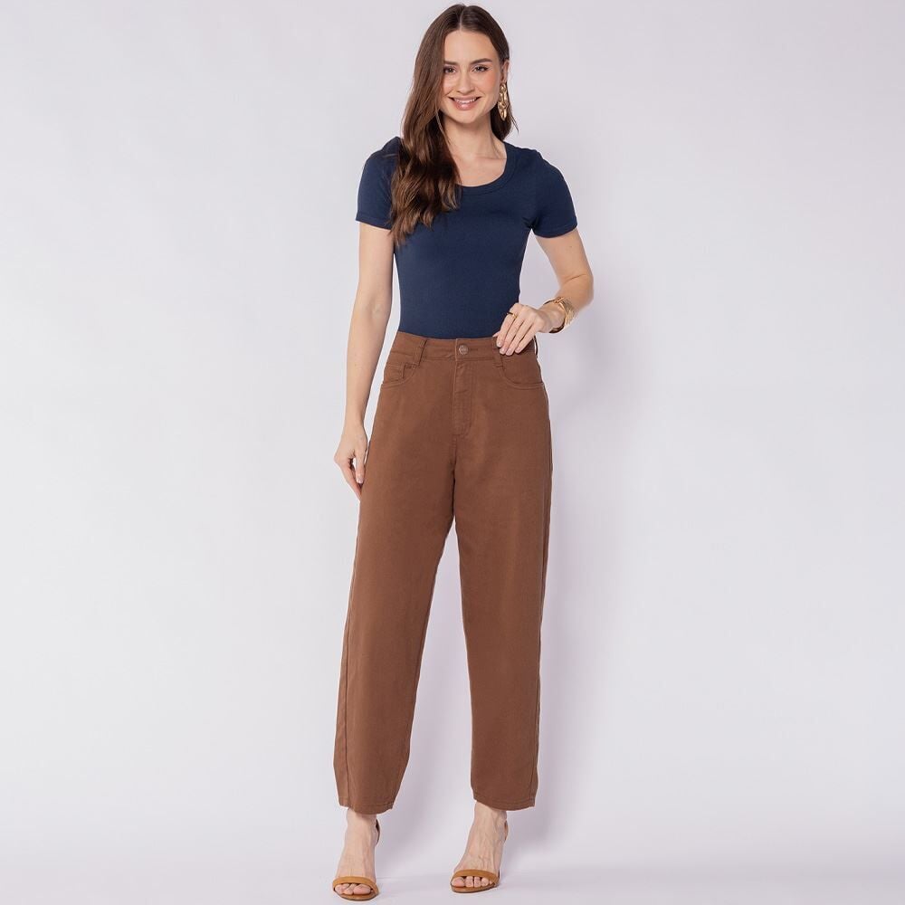 Calça Barrel Feminina Em Sarja Boby Blues