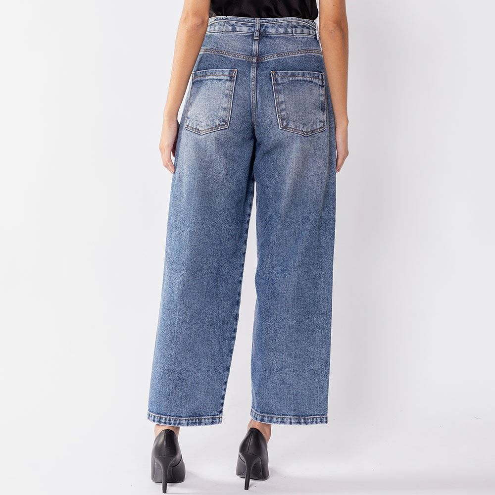 Calça Barrel Jeans Feminina Com Cinto Boby Blues