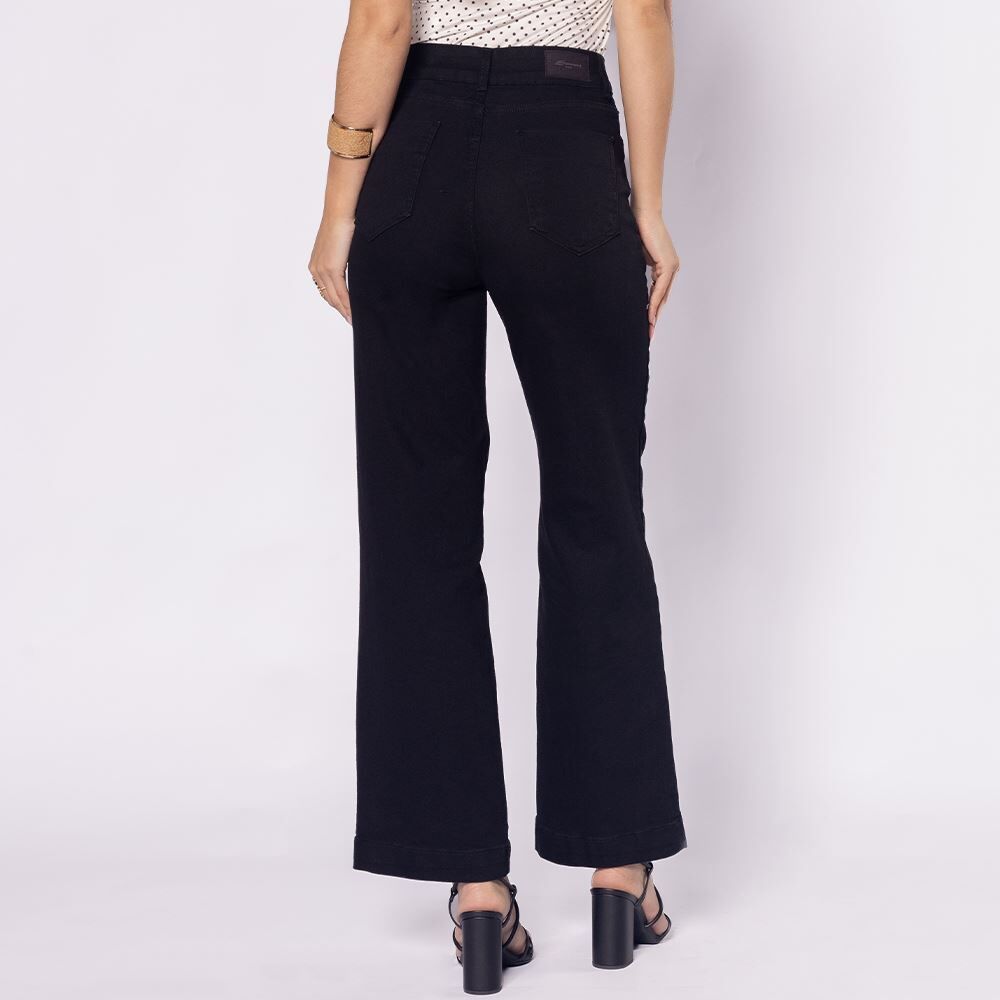 Calça Feminina Em Sarja Wide Leg Sawary