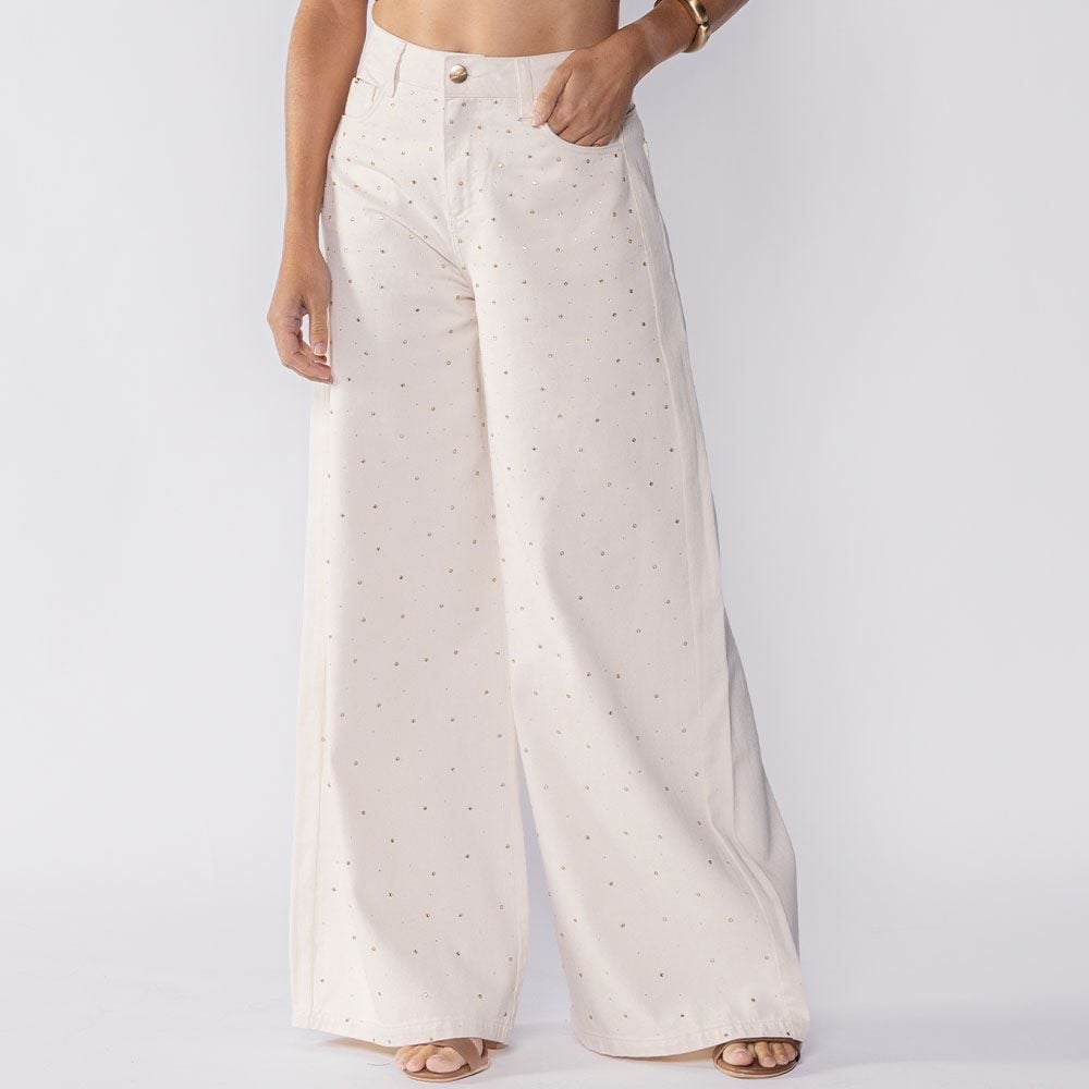 Calça Feminina Palazzo Com Strass Boby Blues