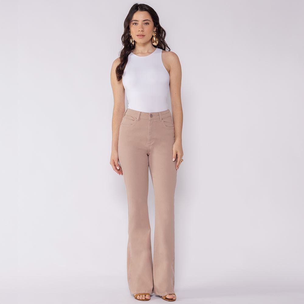 Calça Feminina Wide Flare Em Sarja Patricia Foster