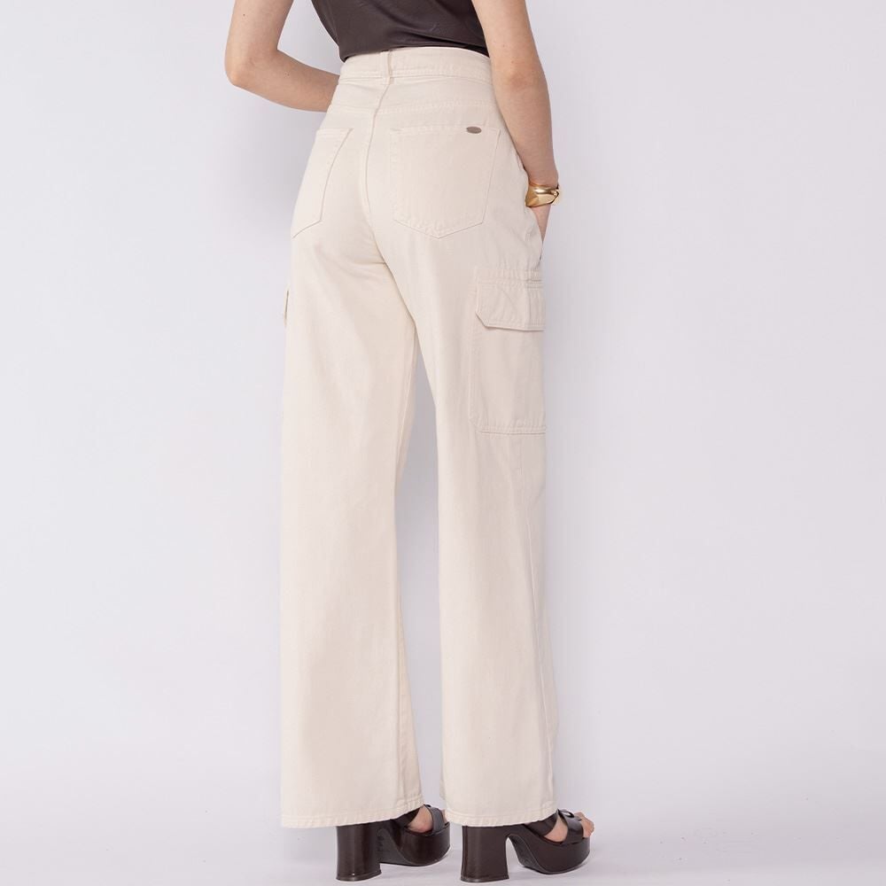 Calça Feminina Wide Leg Cargo Em Sarja Boby Blues