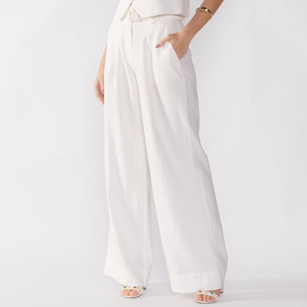 Calça Feminina Wide Leg Com Cinto Patricia Foster