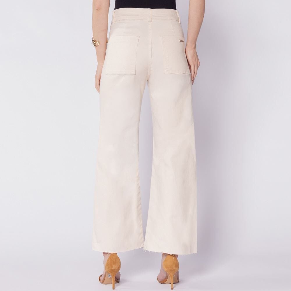 Calça Feminina Wide Leg Cropped Em Sarja Patricia Foster