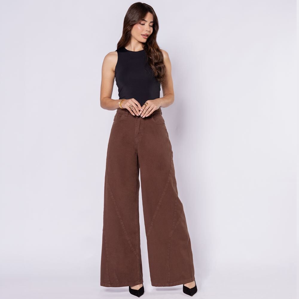 Calça Feminina Wide Leg Em Sarja Patricia Foster 