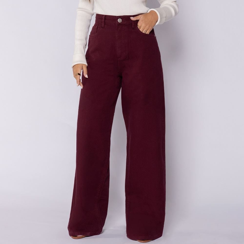 Calça Feminina Wide Leg Em Sarja Patricia Foster