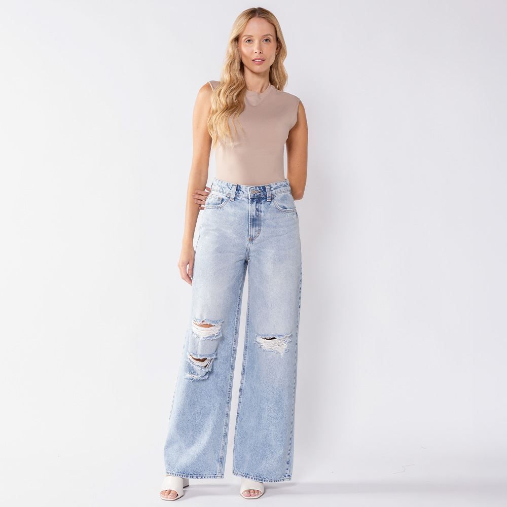 Calça Feminina Wide Leg Jeans Boby Blues