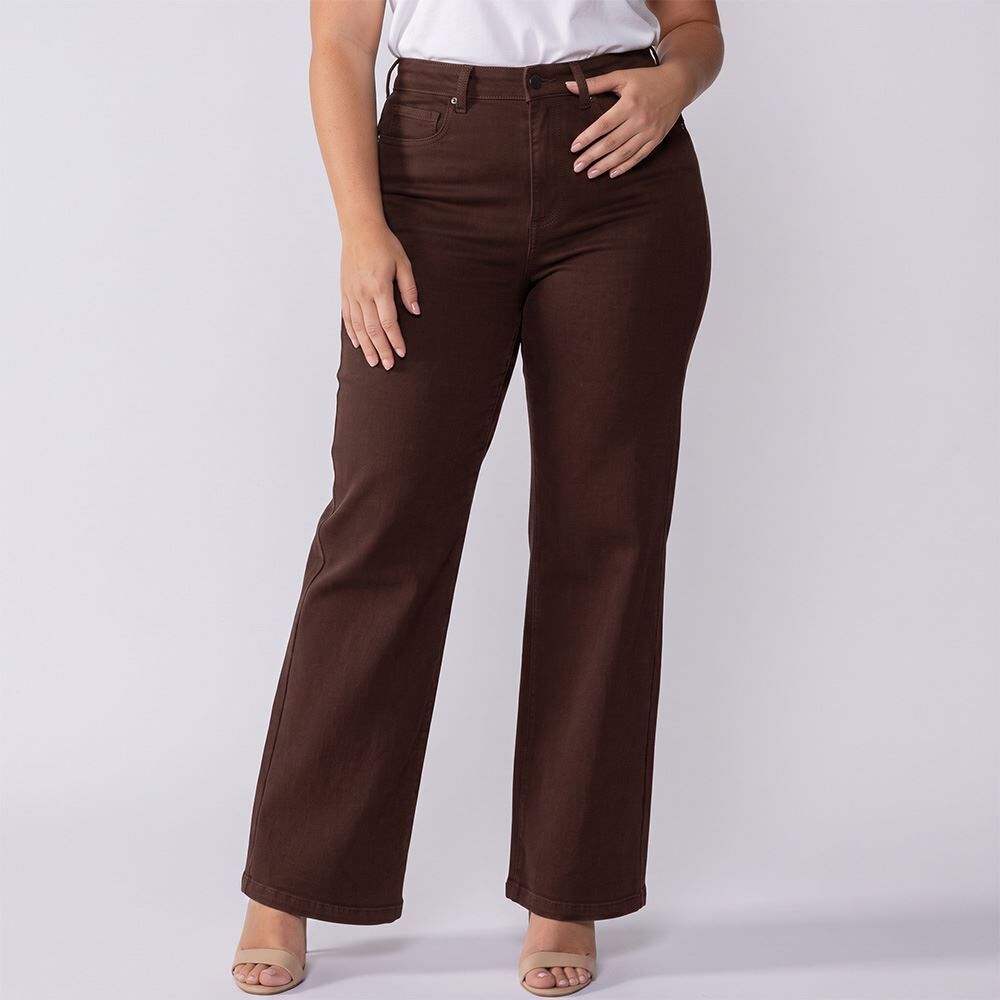 Calça Feminina Wide Leg Plus Size Em Sarja Patricia Foster Mais