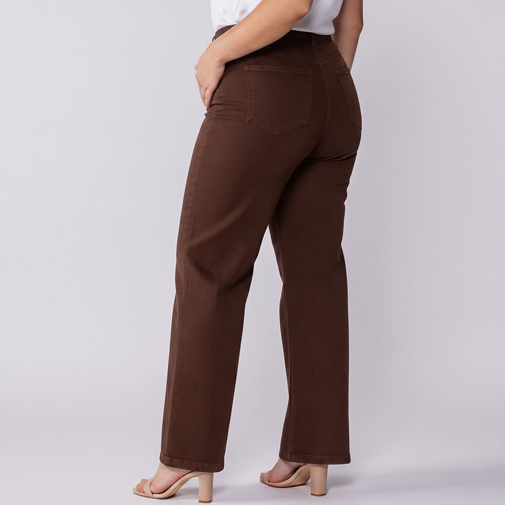 Calça Feminina Wide Leg Plus Size Em Sarja Patricia Foster Mais
