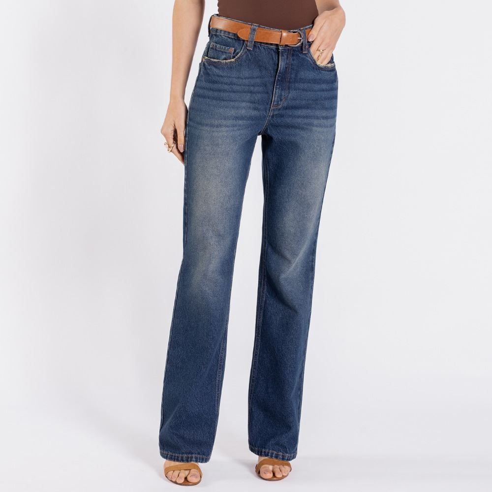 Calça Jeans Boot Cut Com Cinto Boby Blues