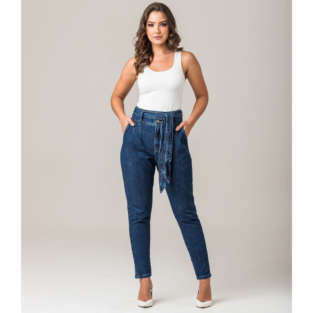 Calça Jeans Clochard com Cinto Disparate
