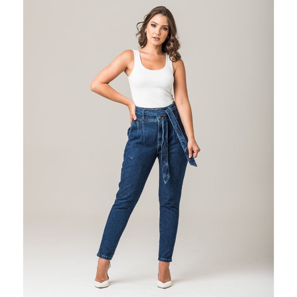 Calça Jeans Clochard com Cinto Disparate