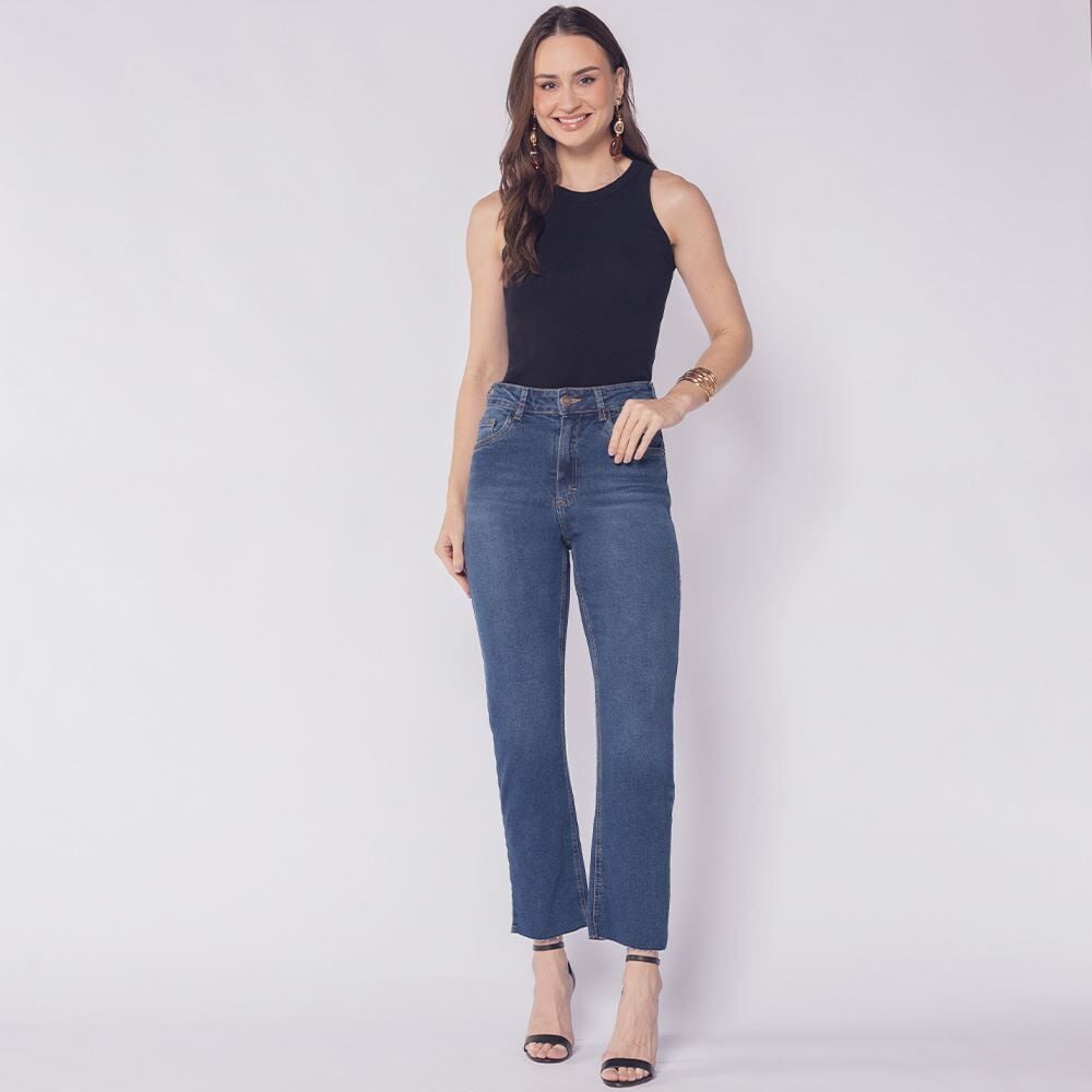 Calça Jeans Cropped Reta Patricia Foster
