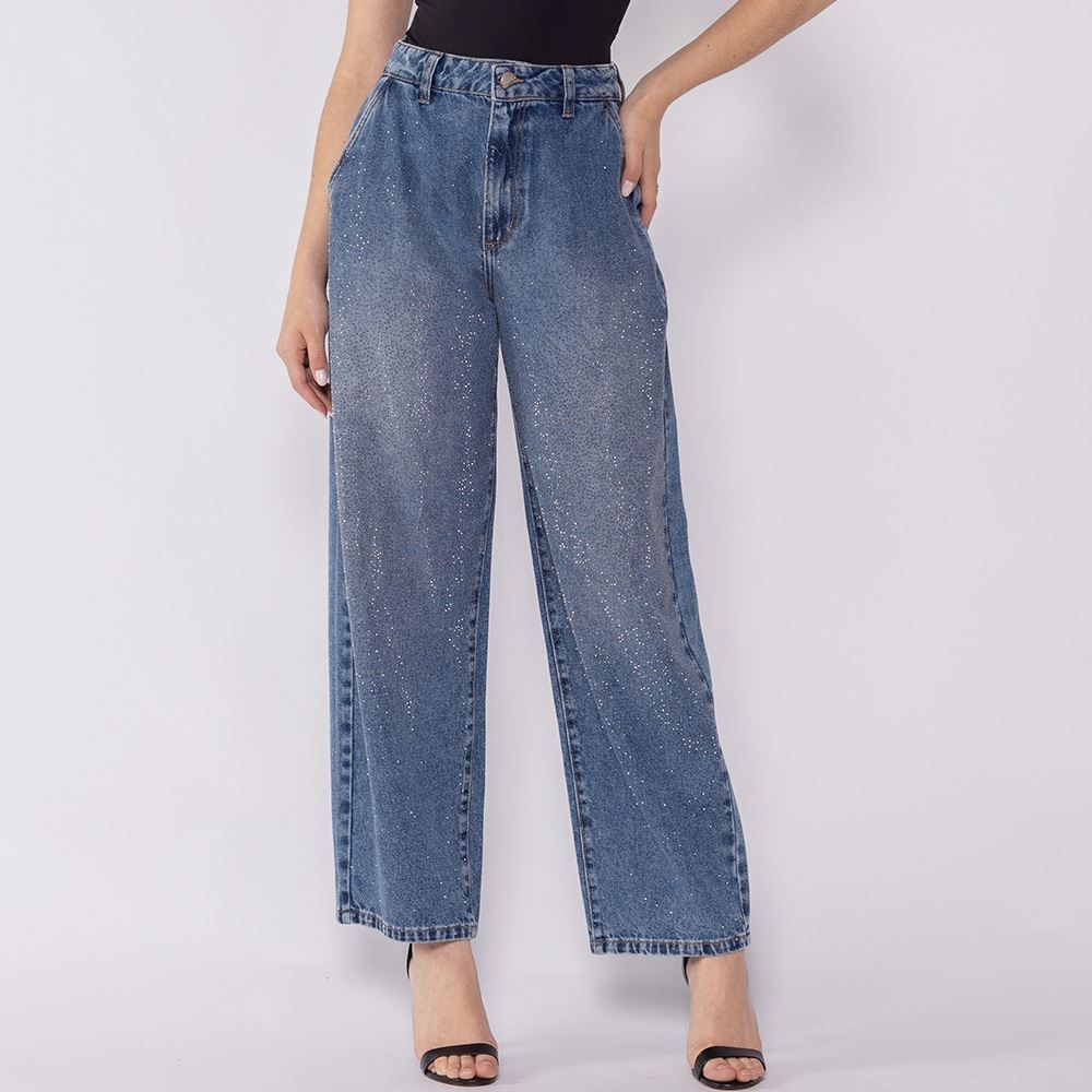 Calça Jeans Feminina Balloon Com Strass Boby Blues