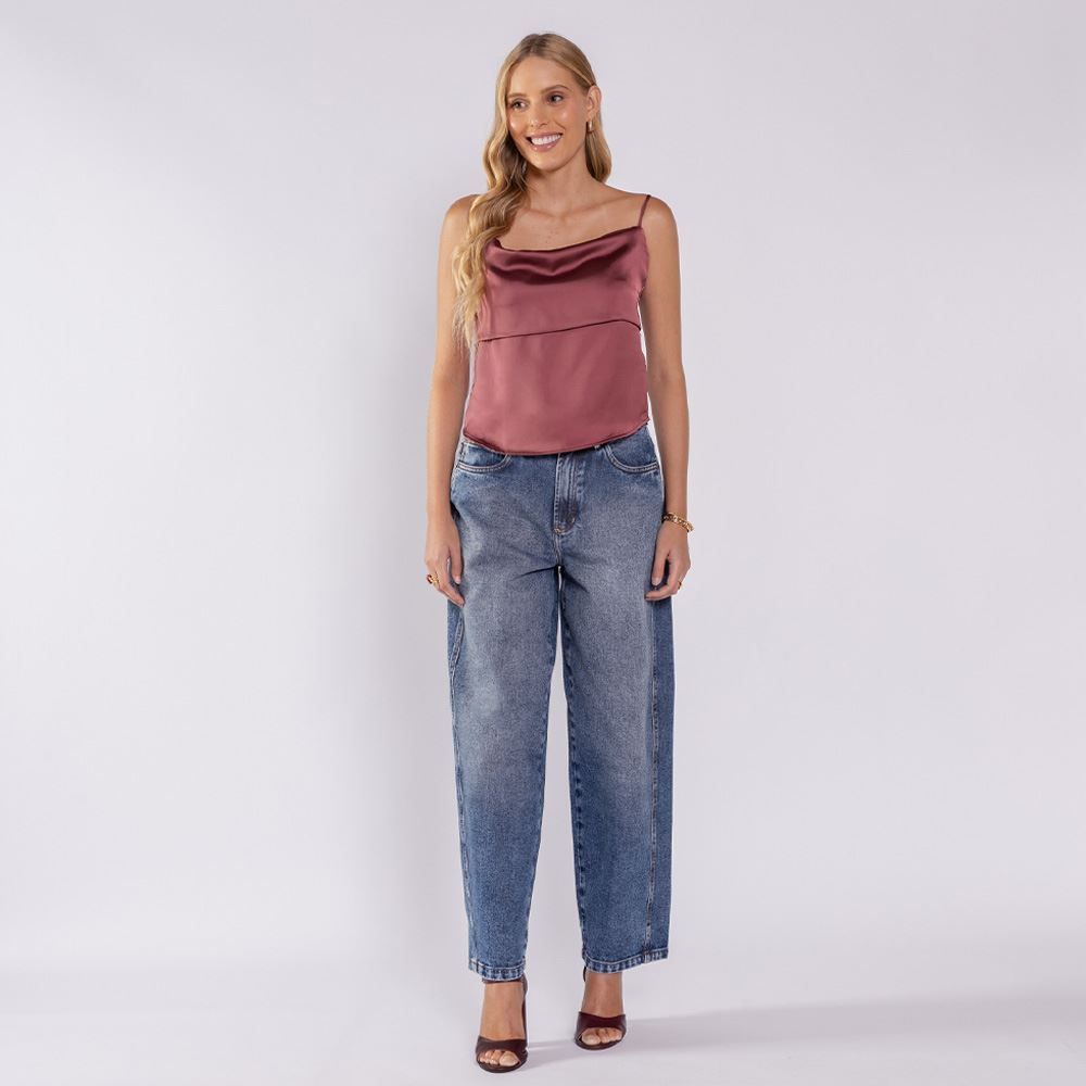 Calça Jeans Feminina Balloon Cropped Boby Blues