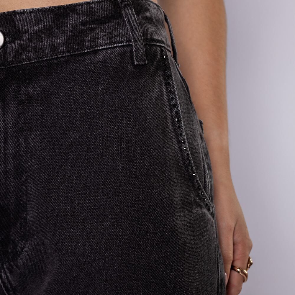 Calça Jeans Feminina Mom Com Strass Boby Blues