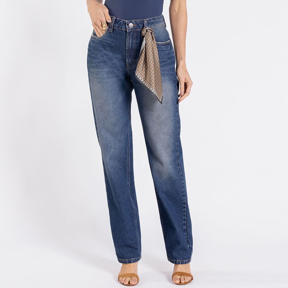 Calça Jeans Feminina Reta Com Lenço Boby Blues
