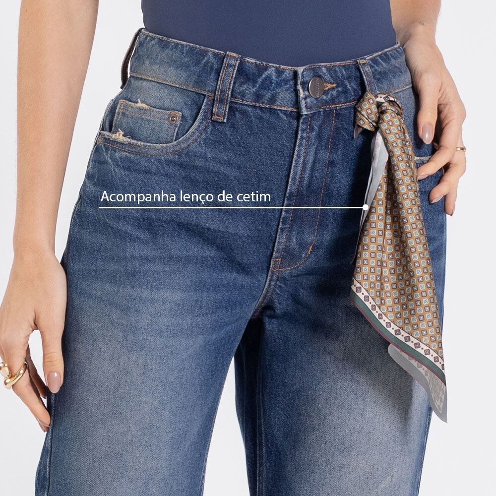 Calça Jeans Feminina Reta Com Lenço Boby Blues
