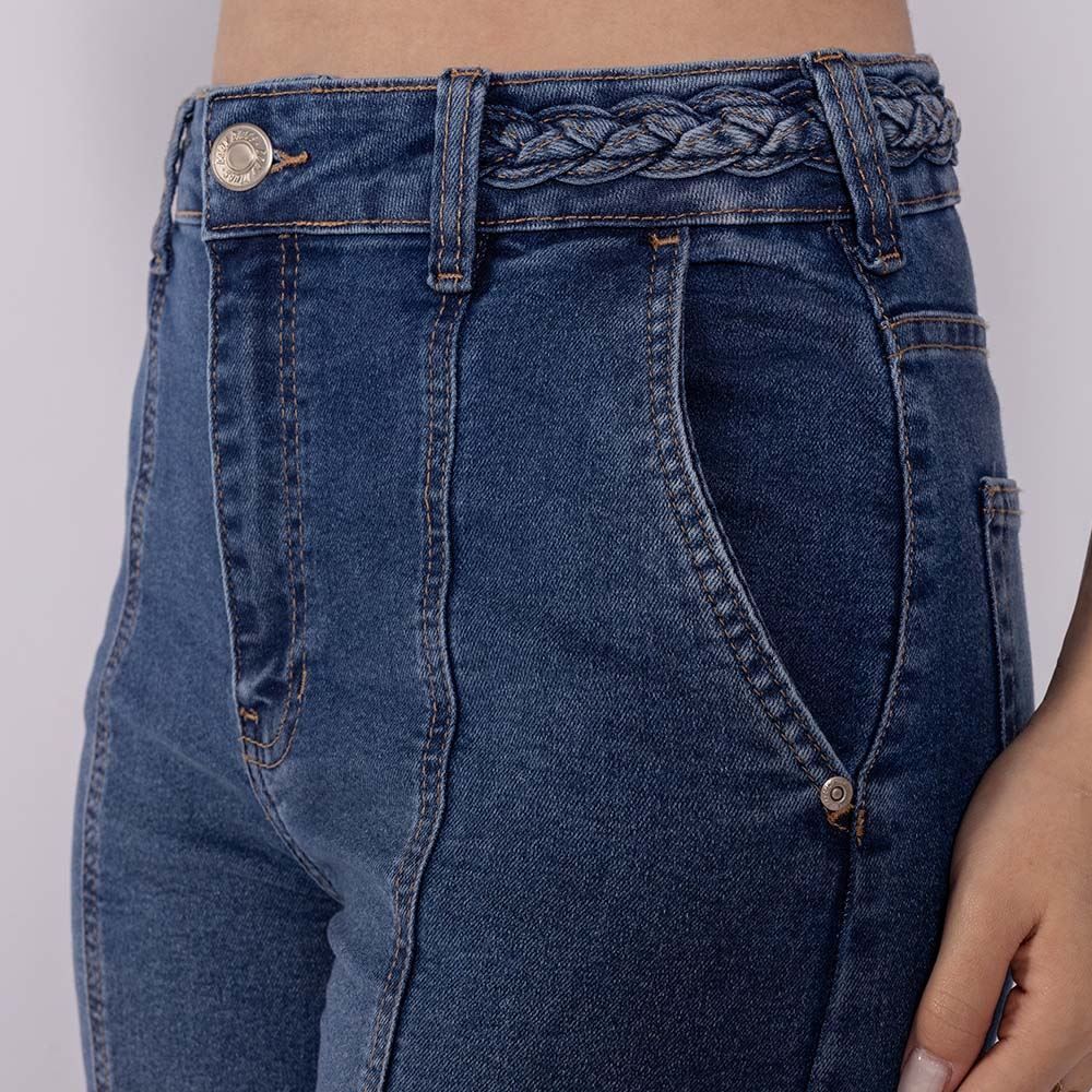 Calça Jeans Feminina Wide Leg Cós Com Trança Boby Blues