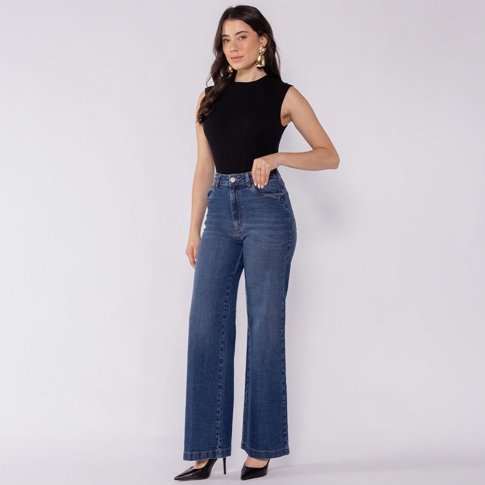 Calça Jeans Feminina Wide Leg Patricia Foster