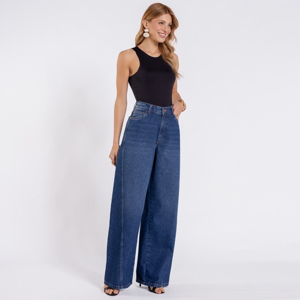 Calça Jeans Feminina Wide Leg Patricia Foster