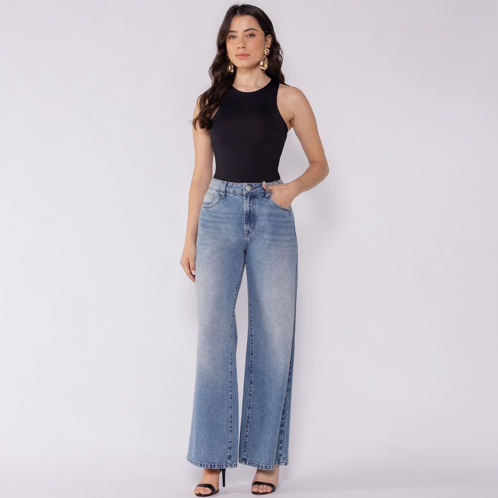 Calça Jeans Feminina Wide Leg Patricia Foster