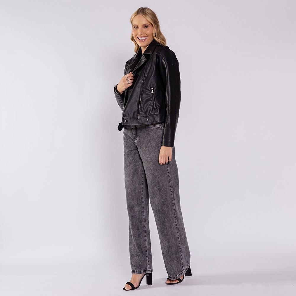 Calça Jeans Feminina Wide Leg Sawary