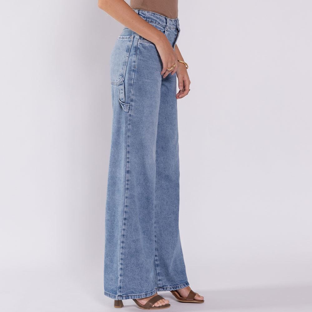 Calça Jeans Feminina Wide Leg Sawary