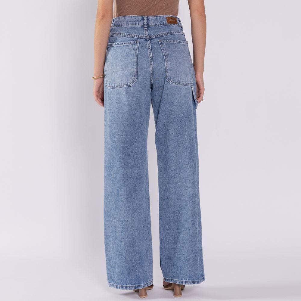 Calça Jeans Feminina Wide Leg Sawary