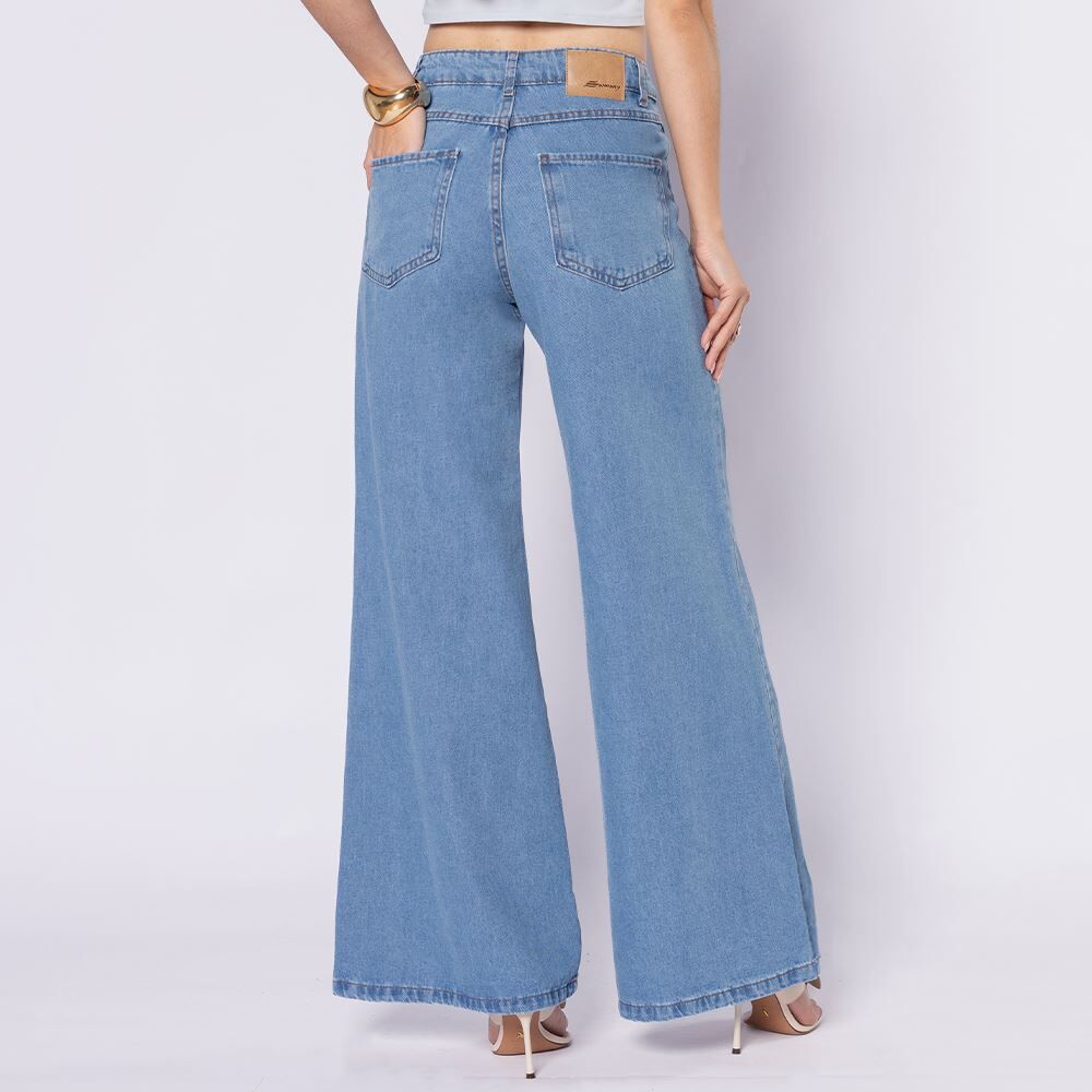 Calça Jeans Feminina Wide Leg Sawary