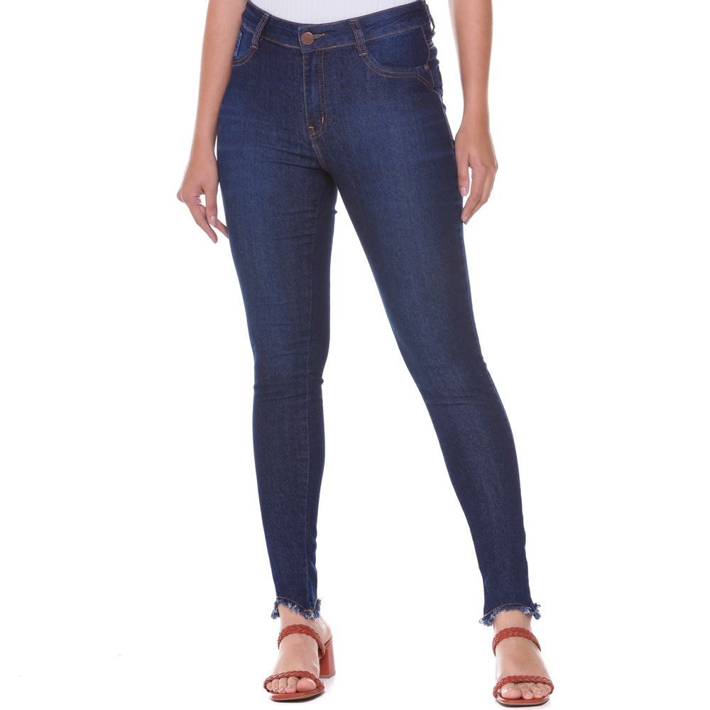 Calça Jeans Skinny com Barra Desfiada Patrícia Foster