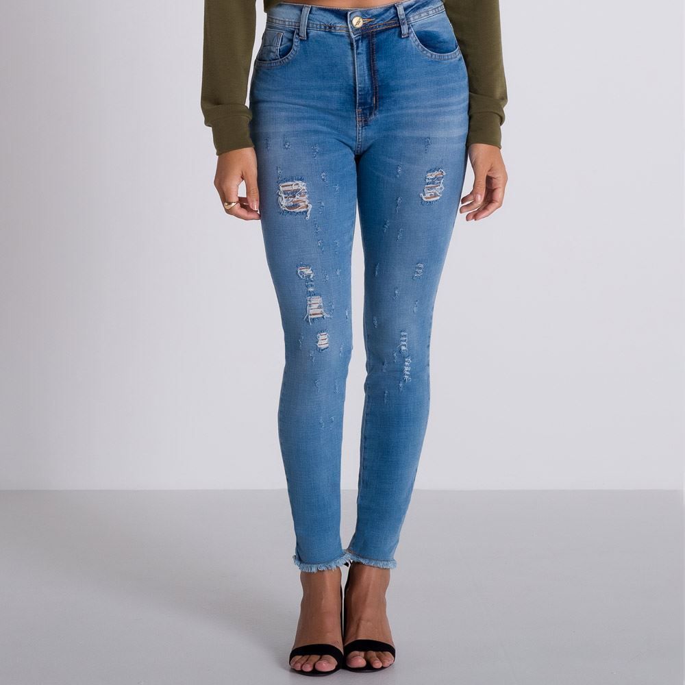 Calça Jeans Skinny Puídos Patrícia Foster
