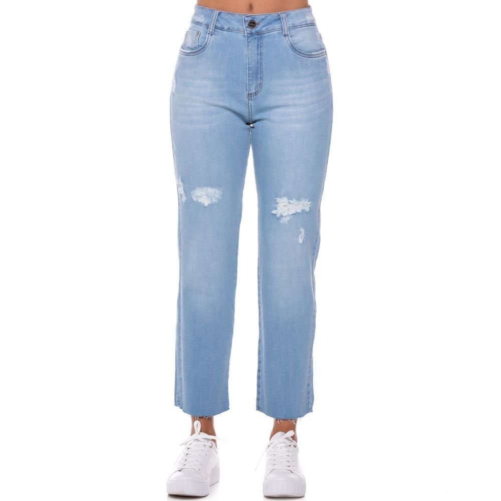 Calça Jeans Wide Leg Barra a Fio Patrícia Foster