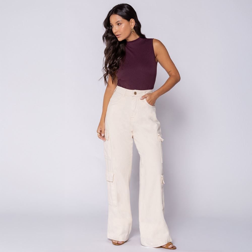 Calça Jeans Wide Leg Cargo Boby Blues