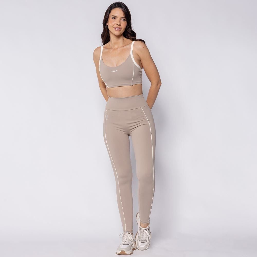 Calça Legging Com Filete Contrastante Scream