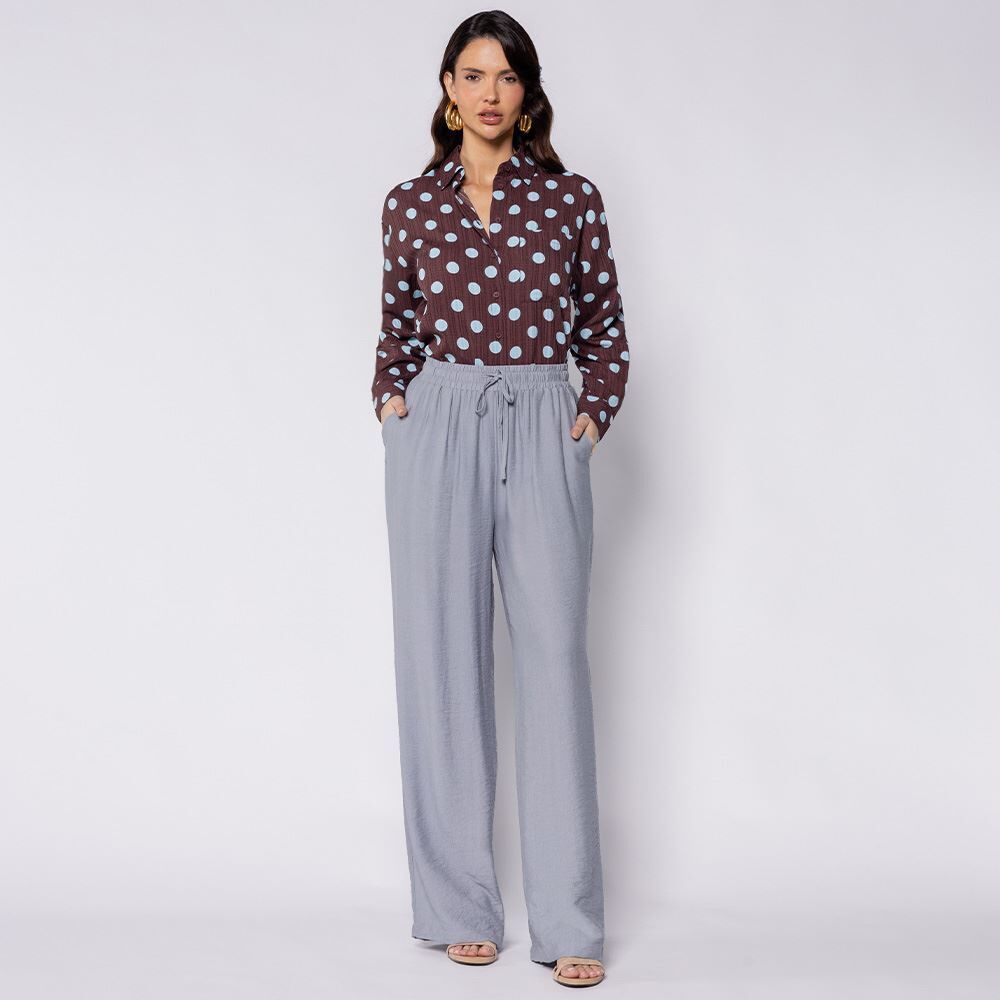 Calça Pantalona Estilo Pijama Patricia Foster