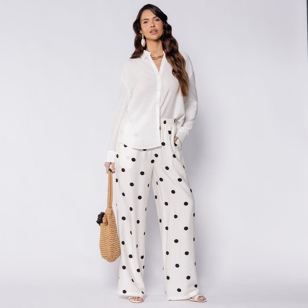 Calça Pantalona Estilo Pijama Patricia Foster