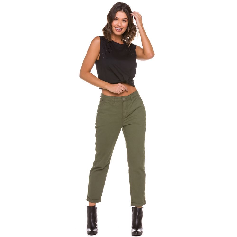 Calça Sarja Reta com Bolso Faca Patrícia Foster