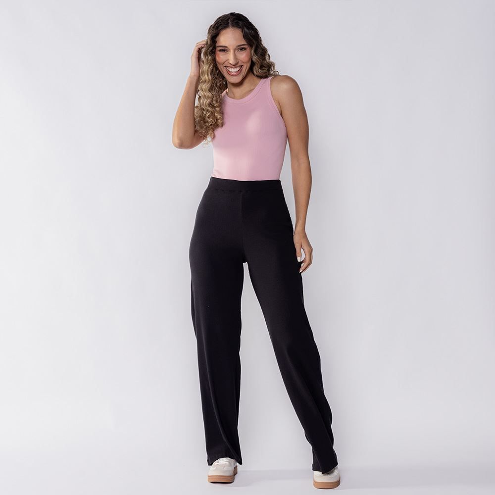 Calça Wide Leg Feminina Em Ribana Boby Blues