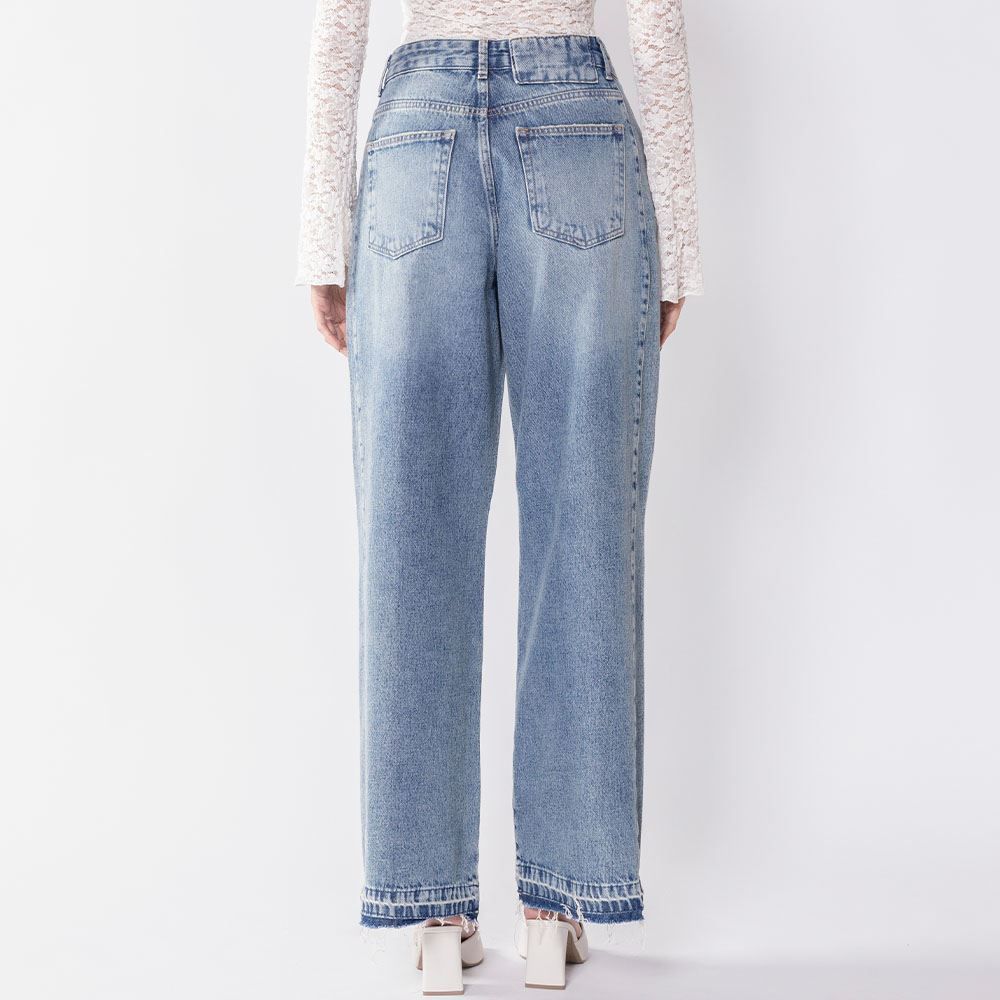 Calça Wide Leg Jeans Barra Desfiada Boby Blues